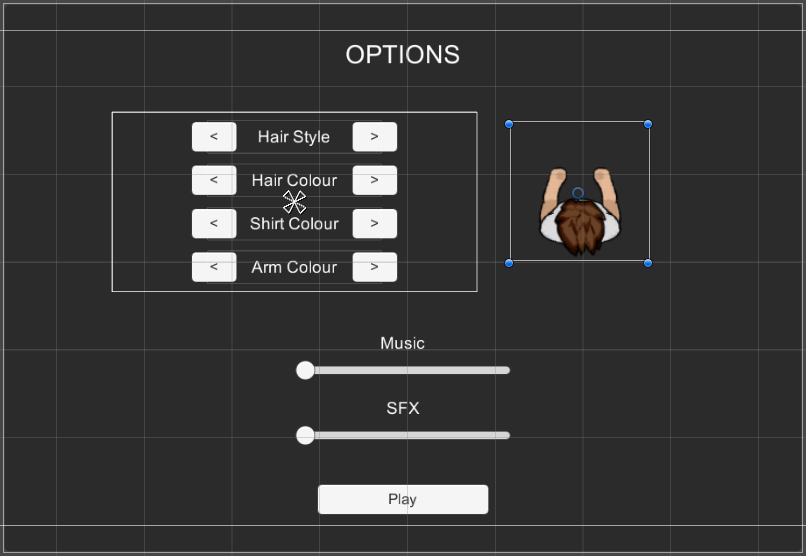 making the options menu in the editor